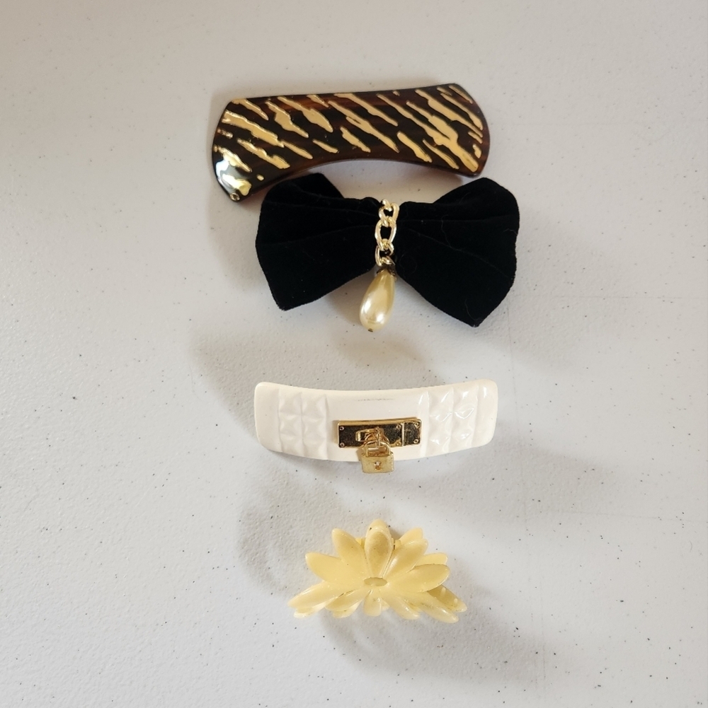 Vintage 1990s Hair Accessories Clips Bow Whimsigoth Goth Fairycore 90s Preppy